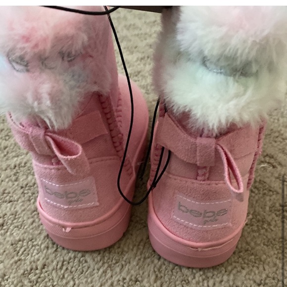 bebe kids faux fur trim boot pink New - Picture 4 of 10